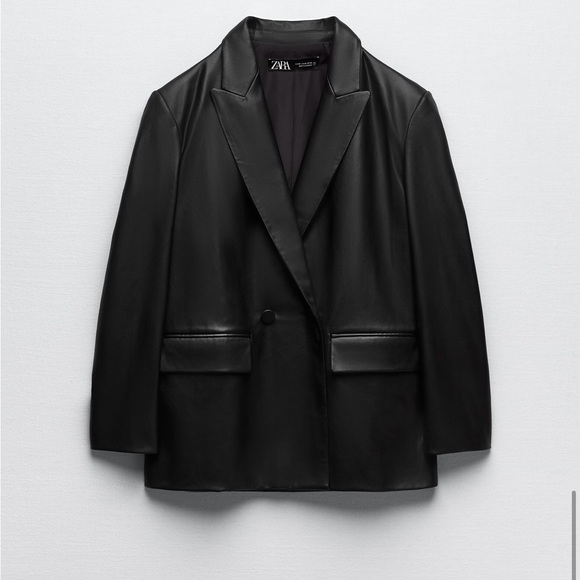 Zara Faux Leather Oversized Blazer NWT - Picture 2 of 8